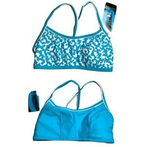 TYR Bright Idea Reversible Workout Bikini Top - Blue White - Size Small - $48